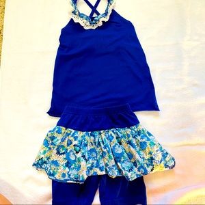 Mud Kingdom Two Piece Matching Set Blue Floral